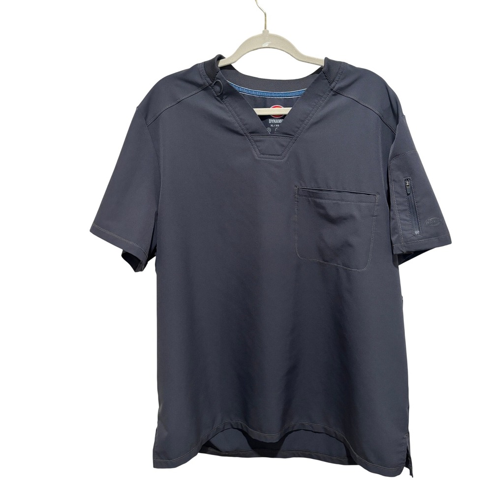 NWT Dickies Dynamix Mens XL Scrub Top Pewter Gray Tuckable V-Neck Medical DK610